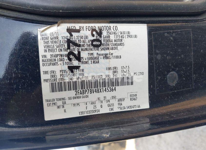 Photo 9 of 2011 Ford Crown VICTORIA POLICE (VIN 2FABP7BV4BX145364)