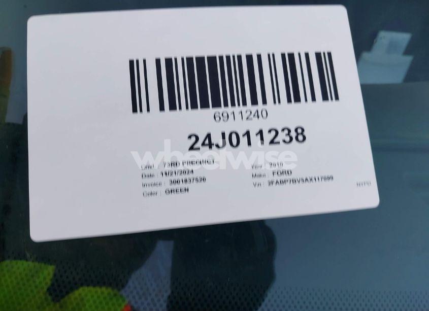 Photo 9 of 2010 Ford Crown VICTORIA POLICE/POLICE INTERCEPTOR (VIN 2FABP7BV5AX117099)