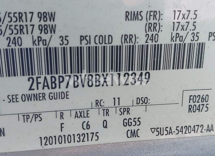 Photo 9 of 2011 Ford Crown VICTORIA POLICE INTERCEPTOR (VIN 2FABP7BV8BX112349)