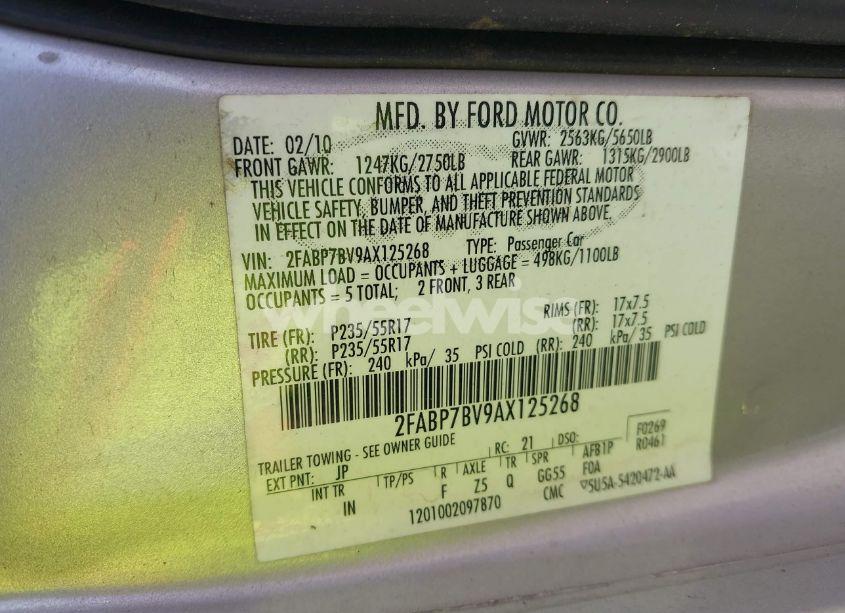 Photo 9 of 2010 Ford Crown VICTORIA POLICE/POLICE INTERCEPTOR (VIN 2FABP7BV9AX125268)