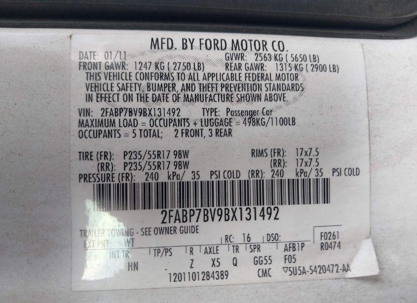 Photo 9 of 2011 Ford Crown VICTORIA POLICE INTERCEPTOR (VIN 2FABP7BV9BX131492)