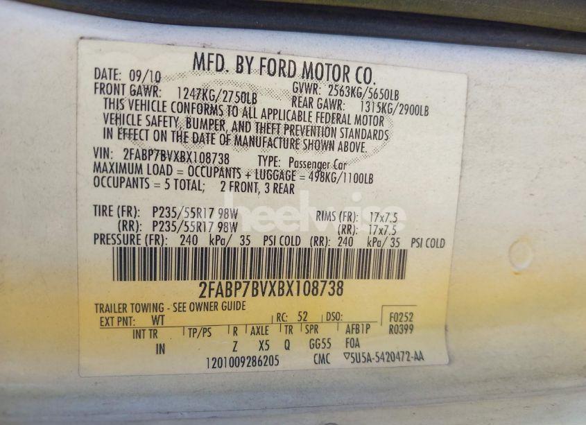 Photo 9 of 2011 Ford Crown VICTORIA POLICE INTERCEPTOR (VIN 2FABP7BVXBX108738)