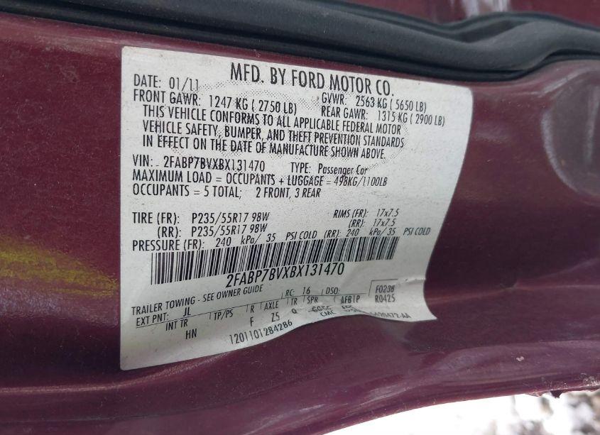 Photo 9 of 2011 Ford Crown VICTORIA POLICE (VIN 2FABP7BVXBX131470)