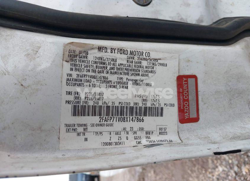 Photo 9 of 2008 Ford Crown VICTORIA POLICE/POLICE INTERCEPTOR (VIN 2FAFP71V08X147866)