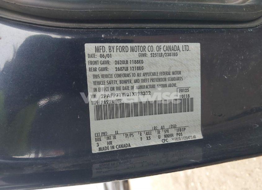 Photo 9 of 2001 Ford Crown VICTORIA POLICE INTERCEPTOR (VIN 2FAFP71W01X198332)