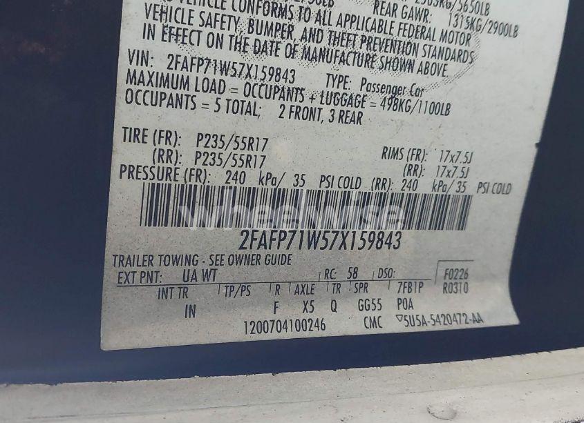 Photo 9 of 2007 Ford Crown VICTORIA POLICE/POLICE INTERCEPTOR (VIN 2FAFP71W57X159843)