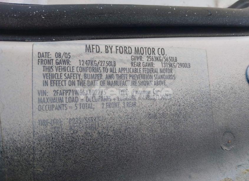 Photo 9 of 2006 Ford Crown VICTORIA POLICE/POLICE INTERCEPTOR (VIN 2FAFP71W66X102775)