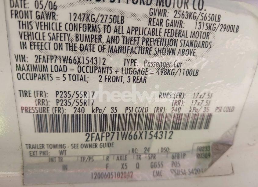 Photo 9 of 2006 Ford Crown VICTORIA POLICE/POLICE INTERCEPTOR (VIN 2FAFP71W66X154312)