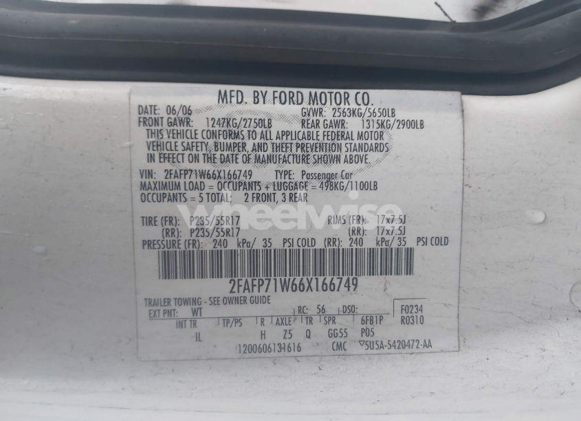 Photo 9 of 2006 Ford Crown VICTORIA POLICE/POLICE INTERCEPTOR (VIN 2FAFP71W66X166749)