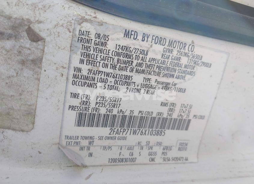 Photo 9 of 2006 Ford Crown VICTORIA POLICE/POLICE INTERCEPTOR (VIN 2FAFP71W76X103885)