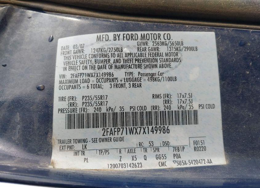 Photo 9 of 2007 Ford Crown VICTORIA POLICE/POLICE INTERCEPTOR (VIN 2FAFP71WX7X149986)