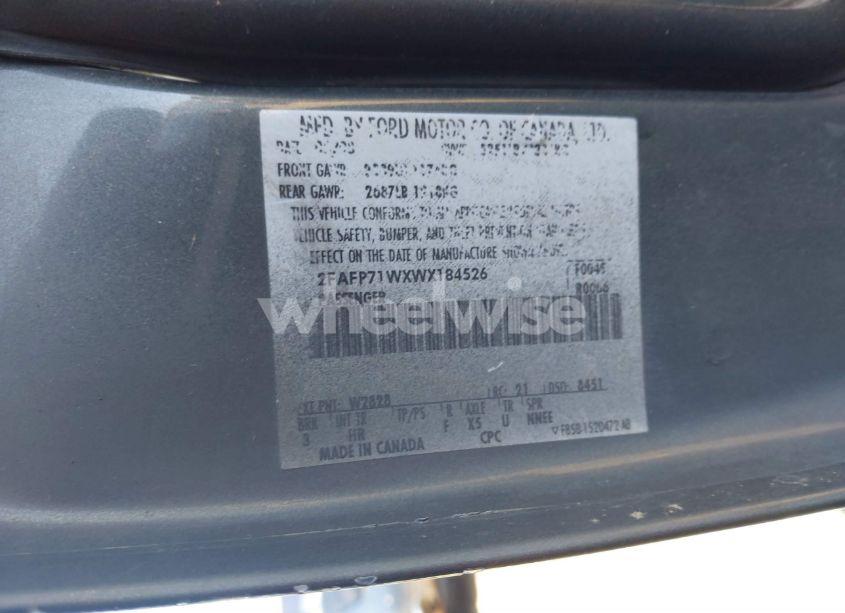 Photo 9 of 1998 Ford Crown VICTORIA POLICE INTERCEPTOR (VIN 2FAFP71WXWX184526)