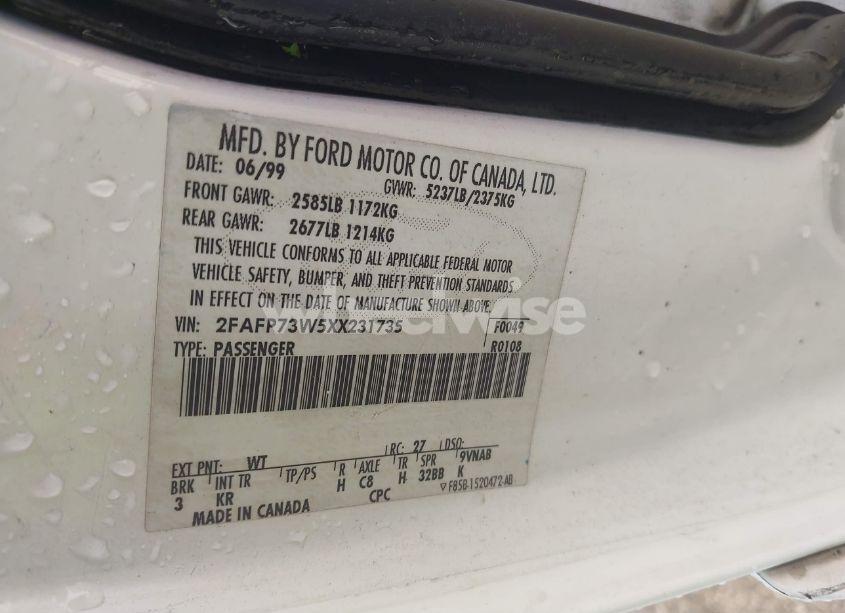 Photo 9 of 1999 Ford Crown VICTORIA (VIN 2FAFP73W5XX231735)