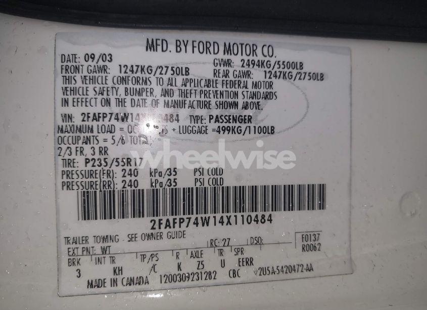 Photo 9 of 2004 Ford Crown VICTORIA LX (VIN 2FAFP74W14X110484)