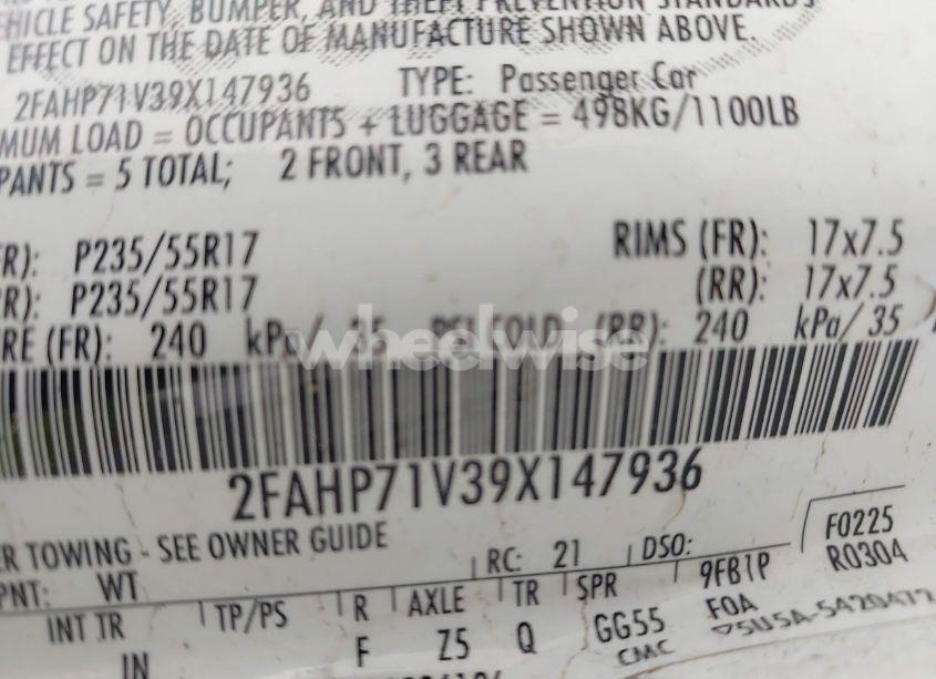 Photo 9 of 2009 Ford Crown VICTORIA POLICE/POLICE INTERCEPTOR (VIN 2FAHP71V39X147936)