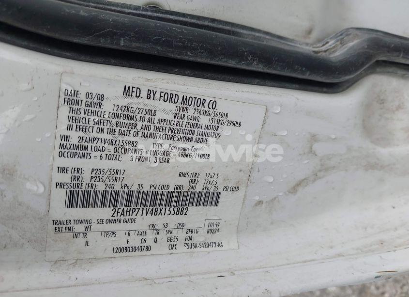 Photo 9 of 2008 Ford Crown VICTORIA POLICE/POLICE INTERCEPTOR (VIN 2FAHP71V48X155882)