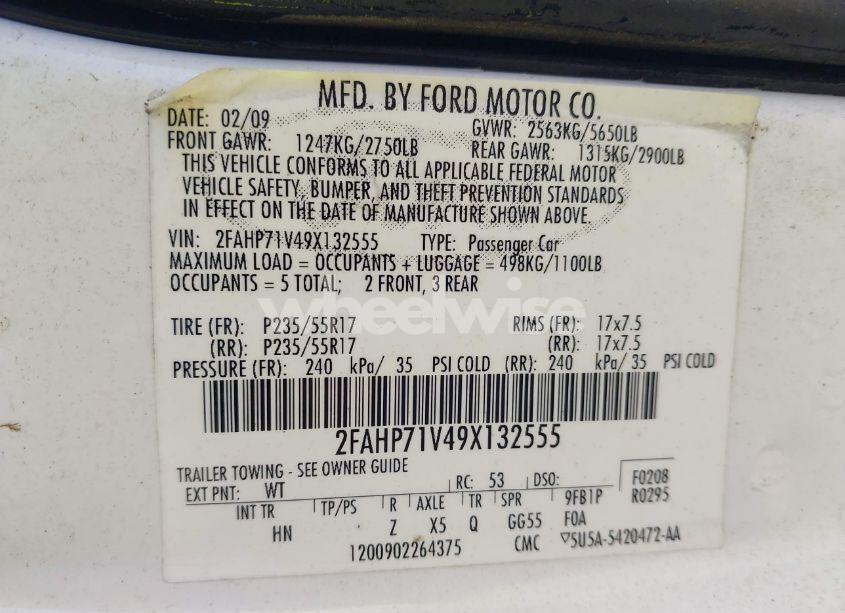 Photo 9 of 2009 Ford Crown VICTORIA POLICE/POLICE INTERCEPTOR (VIN 2FAHP71V49X132555)