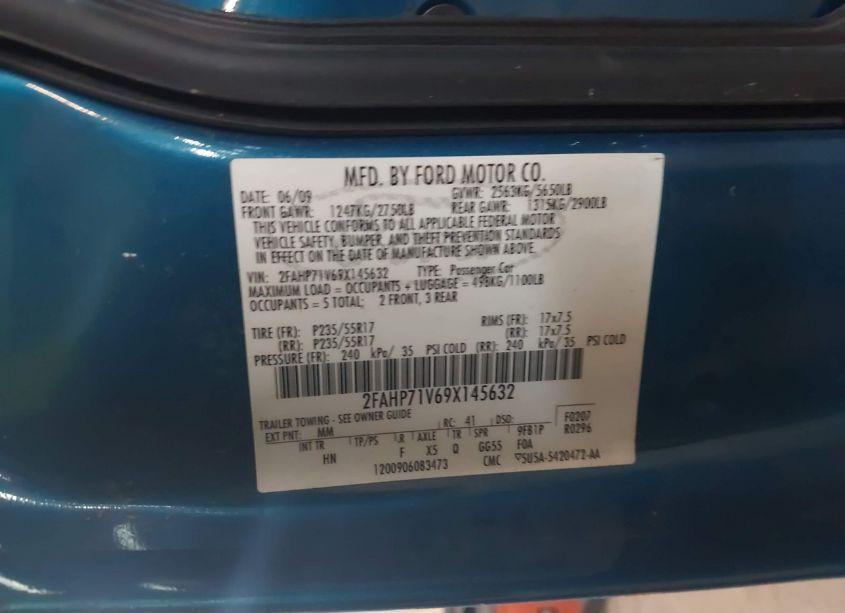 Photo 9 of 2009 Ford Crown VICTORIA POLICE/POLICE INTERCEPTOR (VIN 2FAHP71V69X145632)