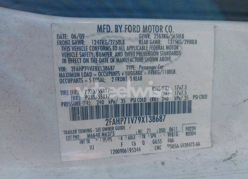 Photo 9 of 2009 Ford Crown VICTORIA POLICE/POLICE INTERCEPTOR (VIN 2FAHP71V79X138687)