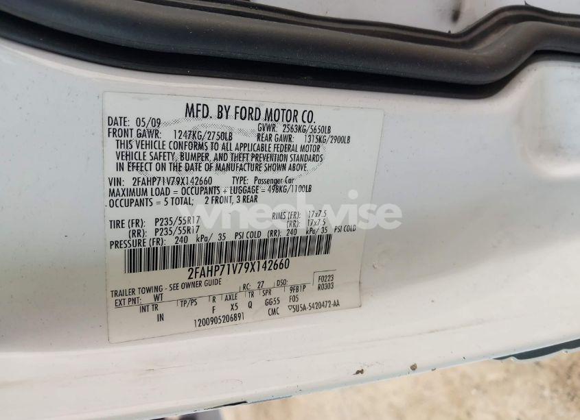 Photo 9 of 2009 Ford Crown VICTORIA POLICE/POLICE INTERCEPTOR (VIN 2FAHP71V79X142660)