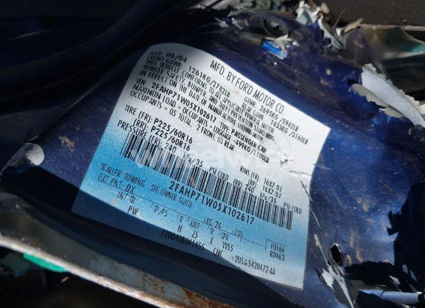 Photo 9 of 2005 Ford Crown VICTORIA POLICE (VIN 2FAHP71W05X102617)