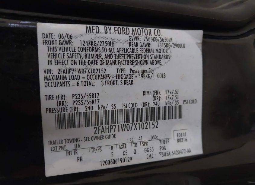 Photo 9 of 2007 Ford Crown VICTORIA POLICE/POLICE INTERCEPTOR (VIN 2FAHP71W07X102152)