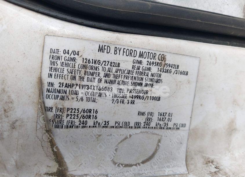 Photo 9 of 2004 Ford Crown VICTORIA POLICE (VIN 2FAHP71W34X166083)