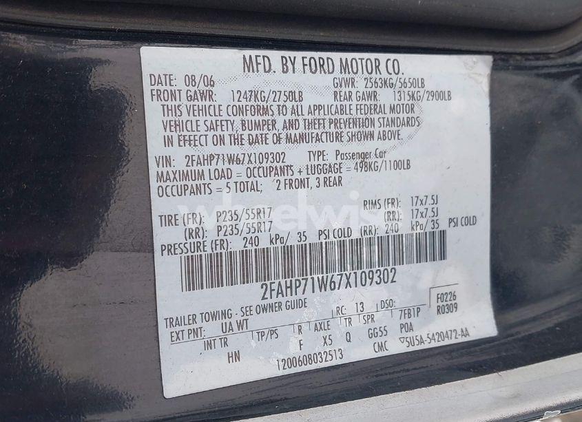 Photo 9 of 2007 Ford Crown VICTORIA POLICE/POLICE INTERCEPTOR (VIN 2FAHP71W67X109302)