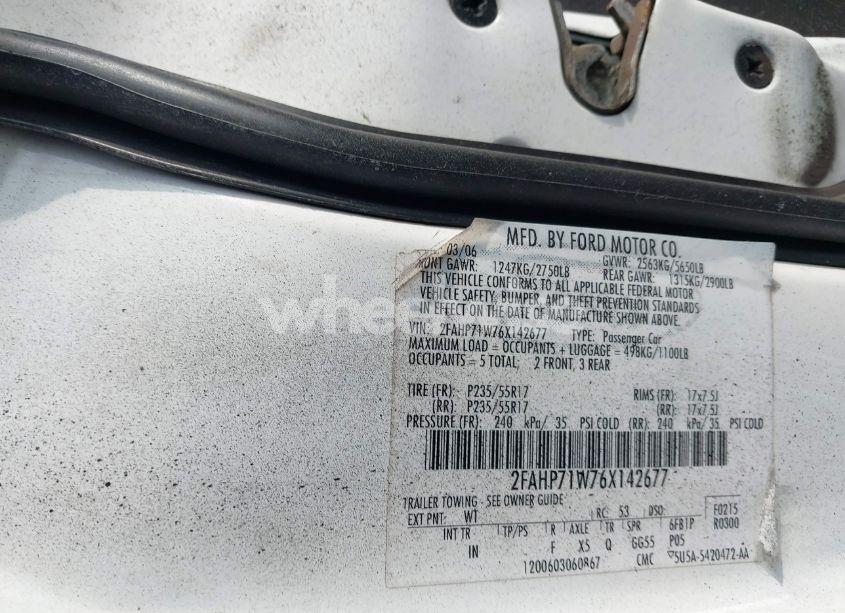 Photo 9 of 2006 Ford Crown VICTORIA POLICE/POLICE INTERCEPTOR (VIN 2FAHP71W76X142677)