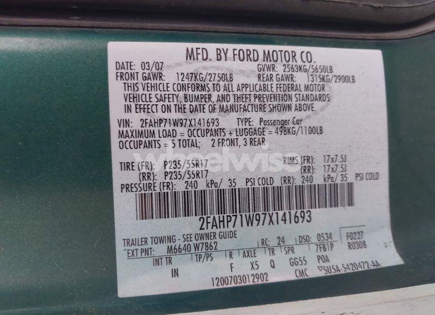 Photo 9 of 2007 Ford Crown VICTORIA POLICE/POLICE INTERCEPTOR (VIN 2FAHP71W97X141693)