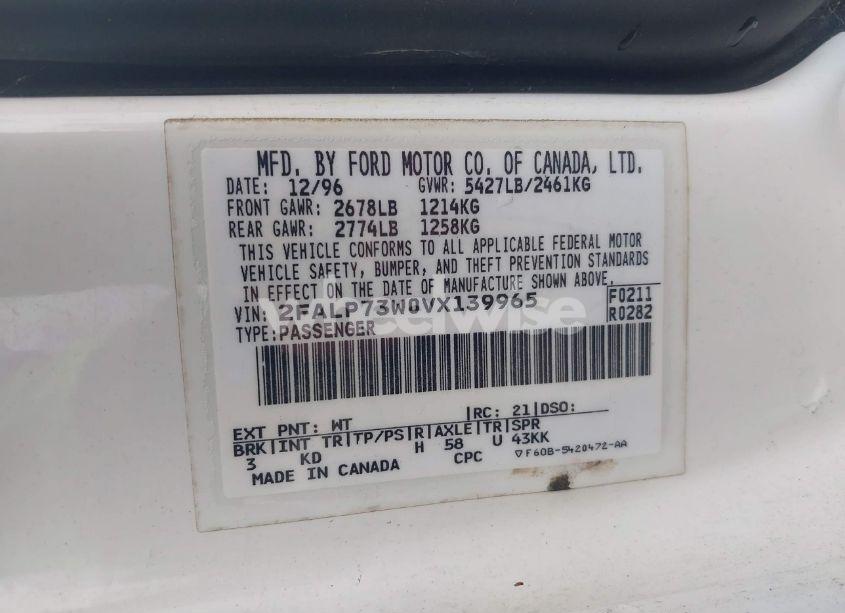 Photo 9 of 1997 Ford Crown VICTORIA (VIN 2FALP73W0VX139965)