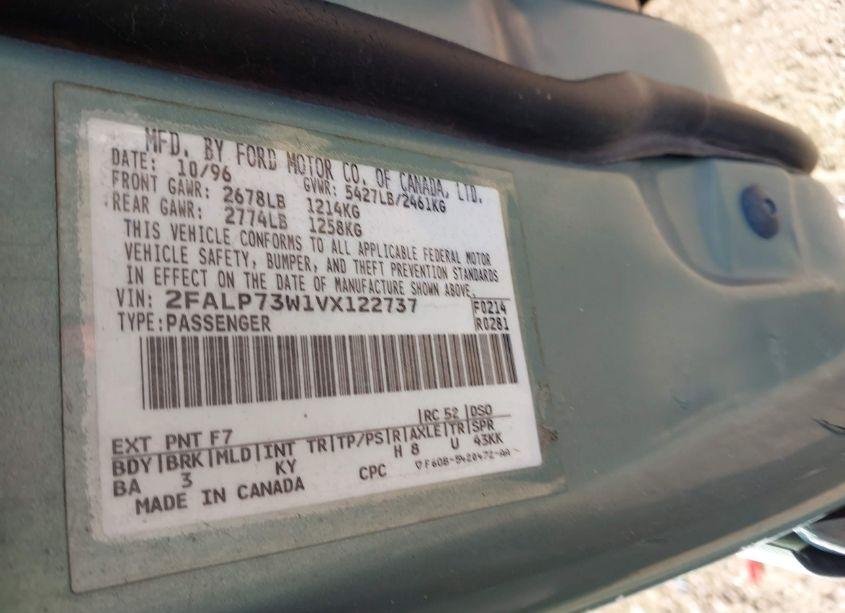 Photo 9 of 1997 Ford Crown VICTORIA (VIN 2FALP73W1VX122737)