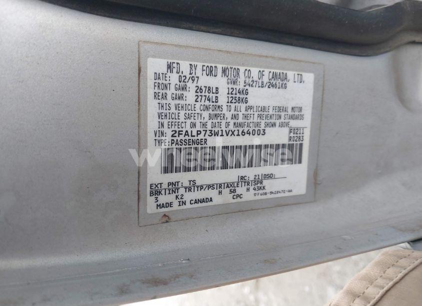 Photo 9 of 1997 Ford Crown VICTORIA (VIN 2FALP73W1VX164003)