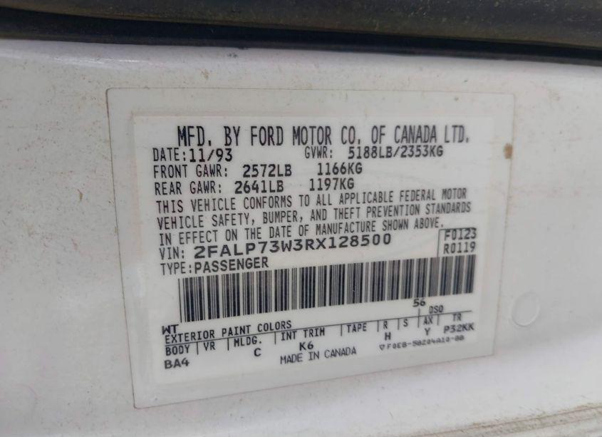 Photo 9 of 1994 Ford Crown VICTORIA (VIN 2FALP73W3RX128500)