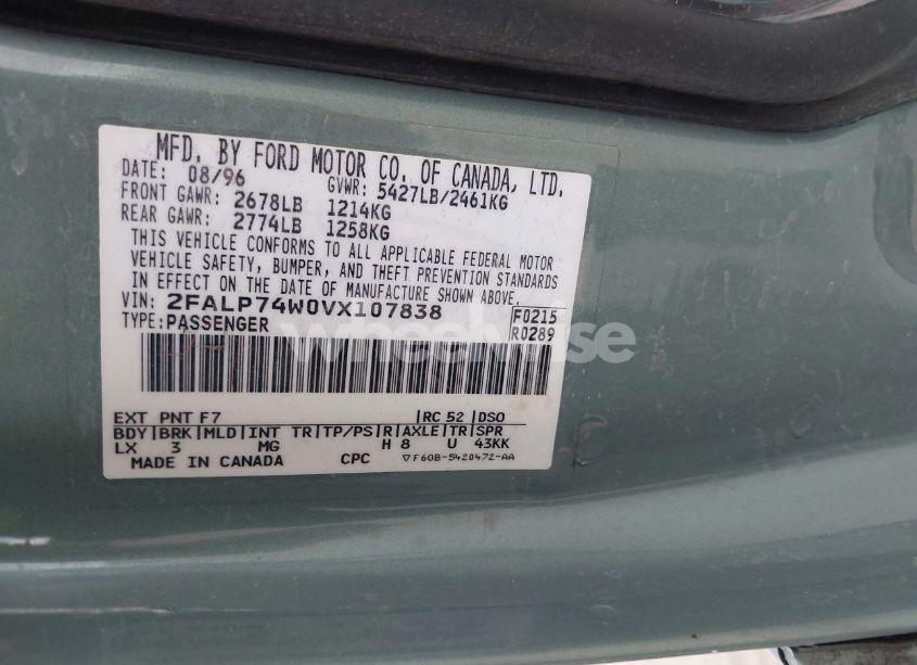 Photo 9 of 1997 Ford Crown VICTORIA LX (VIN 2FALP74W0VX107838)