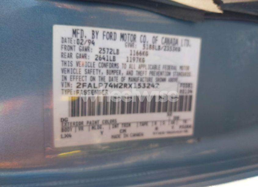 Photo 9 of 1994 Ford Crown VICTORIA LX (VIN 2FALP74W2RX153242)