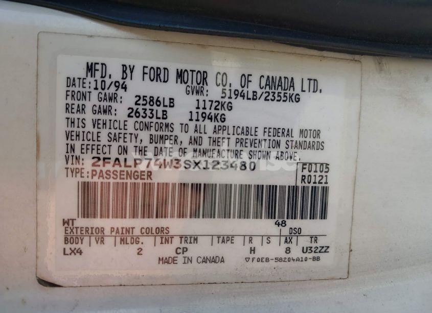 Photo 9 of 1995 Ford Crown VICTORIA LX (VIN 2FALP74W3SX123480)