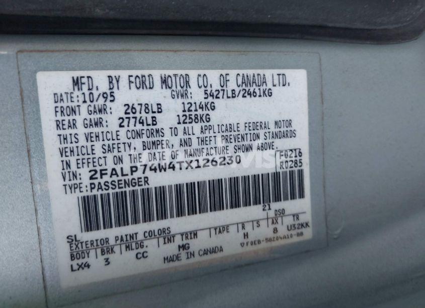 Photo 9 of 1996 Ford Crown VICTORIA LX (VIN 2FALP74W4TX126230)