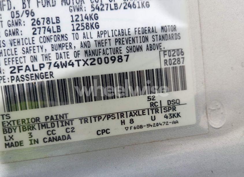 Photo 9 of 1996 Ford Crown VICTORIA LX (VIN 2FALP74W4TX200987)