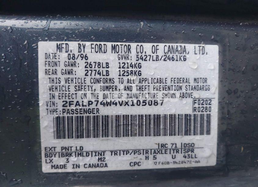 Photo 9 of 1997 Ford Crown VICTORIA LX (VIN 2FALP74W4VX105087)