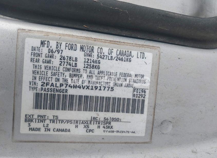 Photo 9 of 1997 Ford Crown VICTORIA LX (VIN 2FALP74W4VX191775)