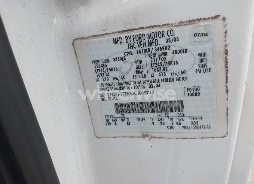 Photo 9 of 2004 Ford F-150 HERITAGE XL (VIN 2FDPF17M84CA65717)