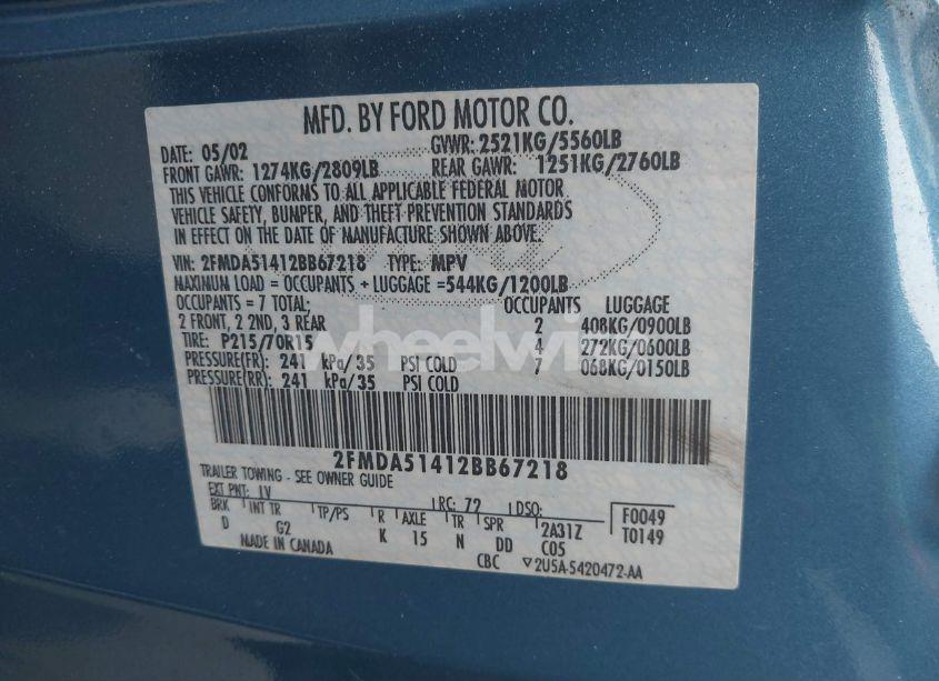 Photo 9 of 2002 Ford Windstar LX (VIN 2FMDA51412BB67218)