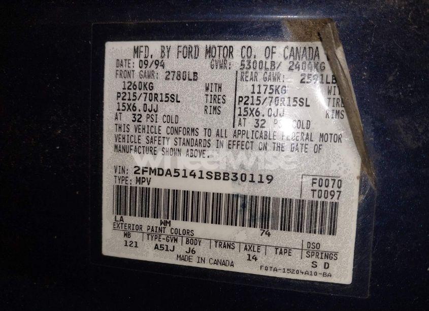 Photo 9 of 1995 Ford Windstar WAGON (VIN 2FMDA5141SBB30119)