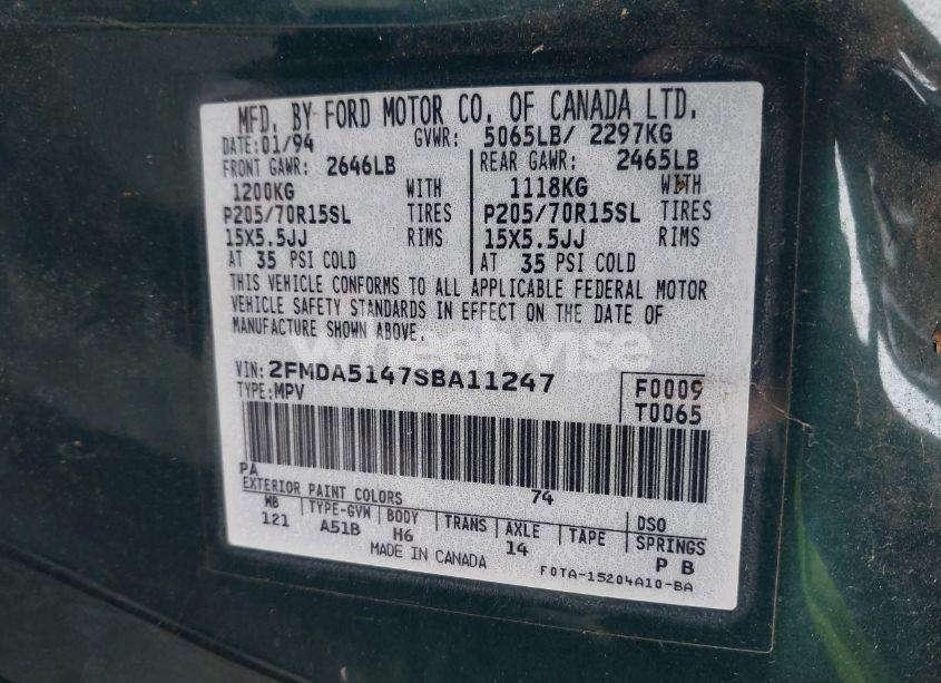 Photo 9 of 1995 Ford Windstar WAGON (VIN 2FMDA5147SBA11247)