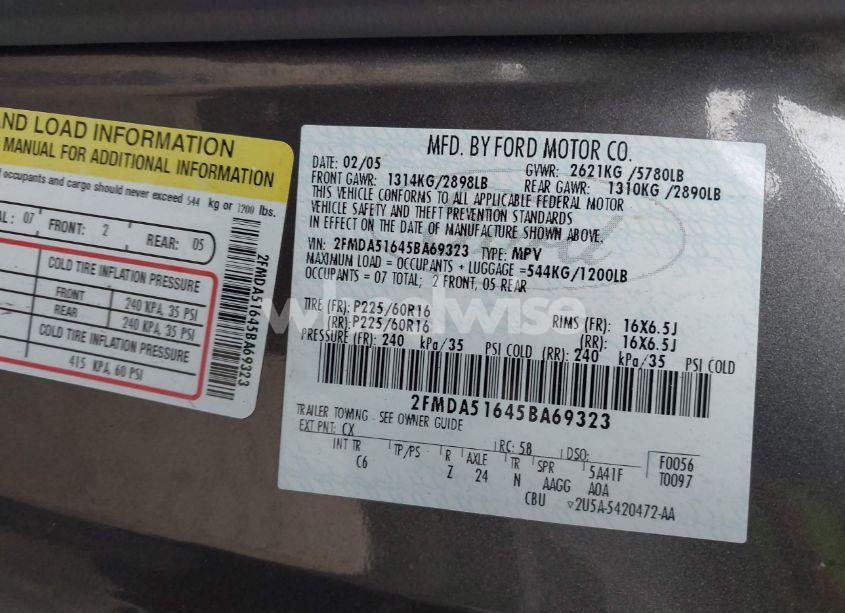 Photo 9 of 2005 Ford Freestar SE (VIN 2FMDA51645BA69323)