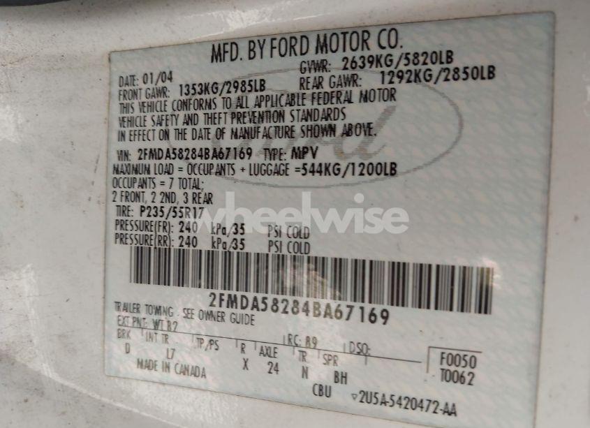 Photo 9 of 2004 Ford Freestar LIMITED (VIN 2FMDA58284BA67169)