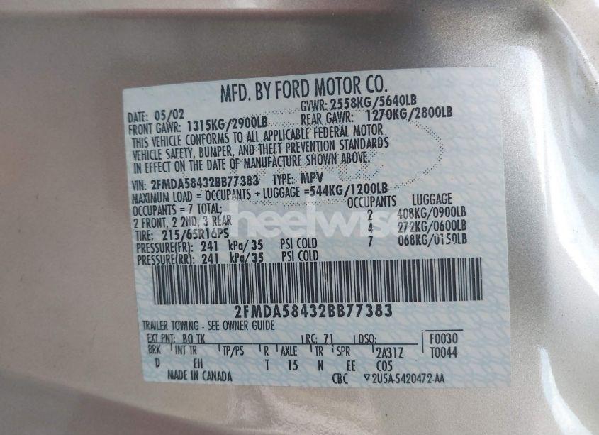 Photo 9 of 2002 Ford Windstar LIMITED (VIN 2FMDA58432BB77383)