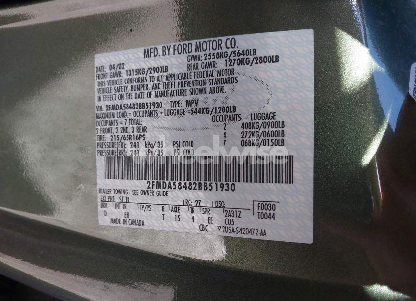 Photo 9 of 2002 Ford Windstar LIMITED (VIN 2FMDA58482BB51930)