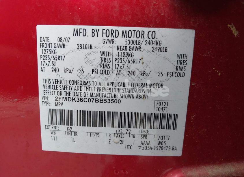 Photo 9 of 2007 Ford Edge SE (VIN 2FMDK36C07BB53500)